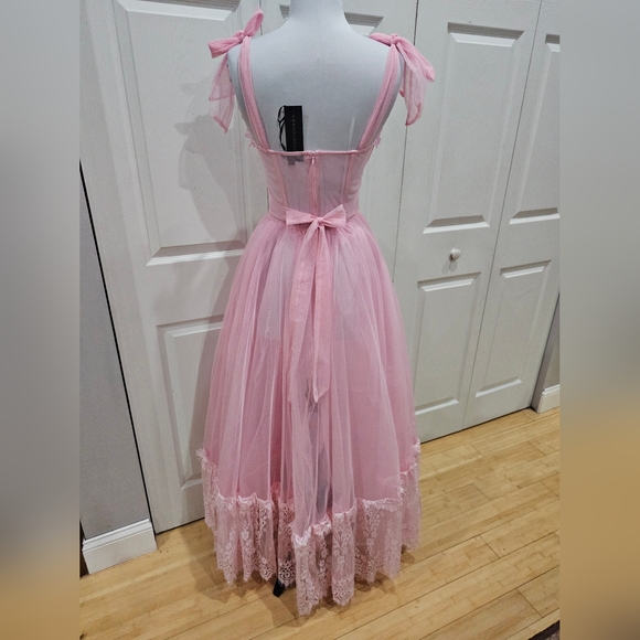 ~SOLD~Dolls Kill Widow Dance With Death Sleeveless Maxi Pink Tulle Lace Dress XS - Picture 6 of 10